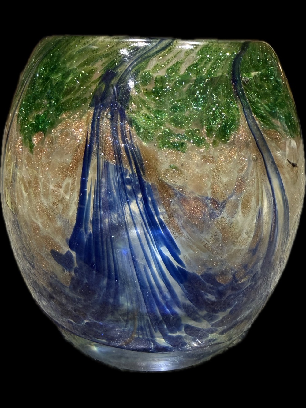 Dale Tiffany Mardi Gras Hand Blown Art Glass Votive Candle Holder.